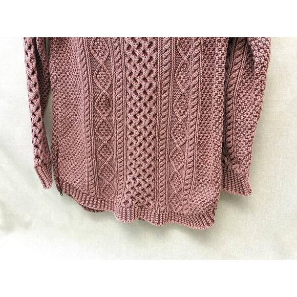 L.L.Bean Signature Cotton Fisherman Tunic Sweater L Rose Cable Knit - Picture 2 of 16
